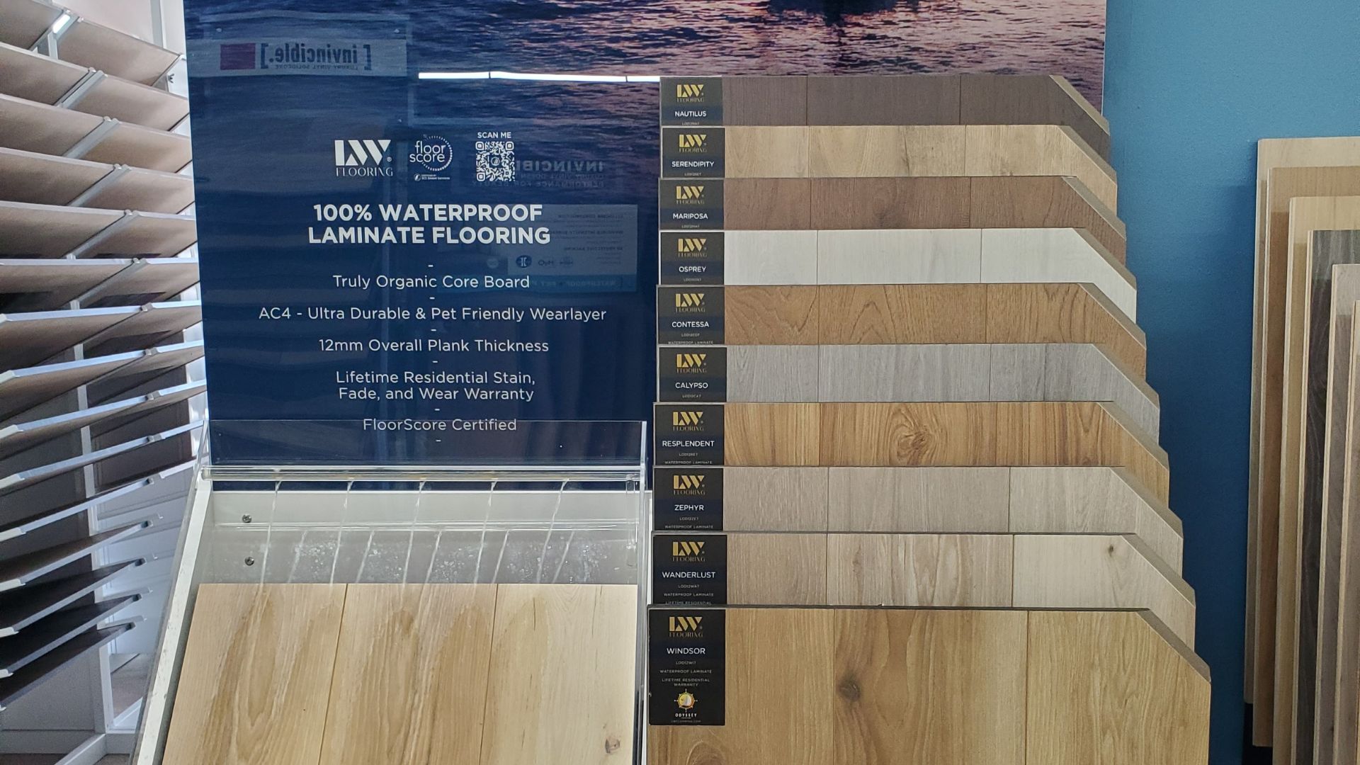 waterproof flooring display at Carpet One in Denver, CO